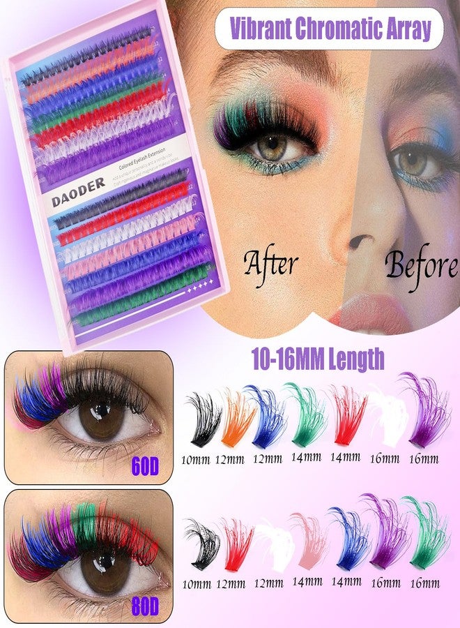 داودر رموش DAODER الملونة، وصلات رموش كثيفة 60D+80D، وردي، أحمر، أزرق، أخضر، أبيض، بنفسجي، أسود، مناسبة للهالوين والكوسبلاي، وصلات رموش D Curl 10-16MM (8 ألوان فقط) - Image 5